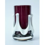 Small Glass Vase - HS Tarnowiec - Purple and White