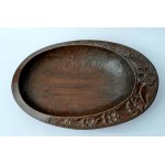 Large wooden cake stand with a floral motif - Zygmunt Walkowski - Warsaw - 1976