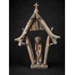 A Wooden Shrine Featuring Christ the Pensive - Franciszek Wiercioch
