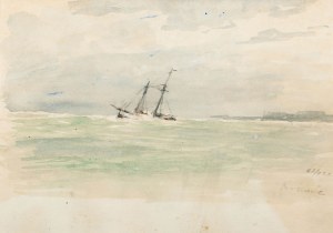 Marian Mokwa (1889 Malary - 1987 Sopot), Żaglowiec na morzu, 1922 r.
