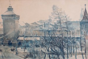 Władysław Jarocki (1879 Tarnopol - 1965 Kraków), Widok na Kraków z Akademii Sztuk Pięknych, 1906 r.