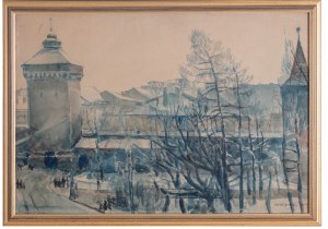 Władysław Jarocki (1879 Tarnopol - 1965 Kraków), Widok na Kraków z Akademii Sztuk Pięknych, 1906 r.