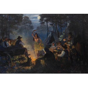 Jerzy Potrzebowski (1921, Sandomierz – 1974, Kraków), Dance in the Glow of the Fire