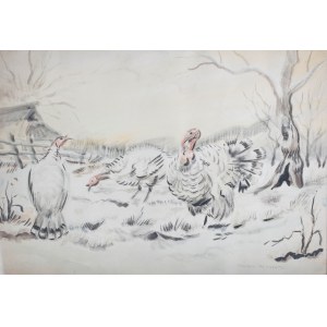Karol Kossak (1896 Lviv–1975 Ciechocinek), Turkeys