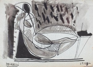 Kazimierz Podsadecki (1904 Zabierzów - 1970 Kraków), Akt siedzącej kobiety, 1959 r.