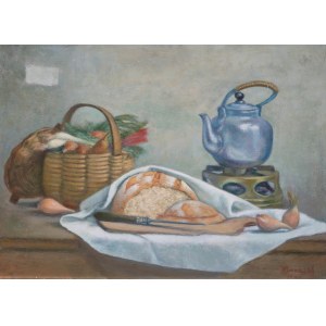 Jakub Markiel (1911 Łódź – 2008 Paríž), Zátišie s chlebom, rok 1960