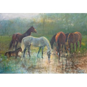 Zenon Aniszewski (b. 1948, Grudziądz), Horses, 1988