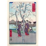 Utagawa Hiroshige (1797–1858), Cherry Blossoms on the Banks of the Sumida River, from the series *Thirty-Six Views of Mount Fuji*, published by Adachi, Tokyo, Japan, 1976.