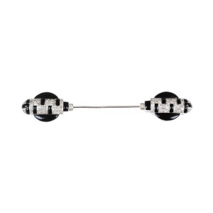 Brooch with diamonds and onyx, Art Deco, 1920s–1930s