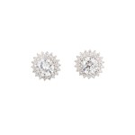 Contemporary halo-set diamond earrings