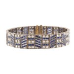 Bracelet with sapphires and diamonds, Art Deco, 1930s
