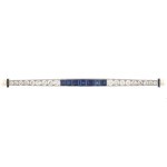 Brooch with sapphires, diamonds, and pearls, Art Deco, 1920s–1930s.