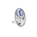 Ring with sapphires and diamonds, contemporary