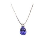 Contemporary pendant on a chain with tanzanite and diamonds