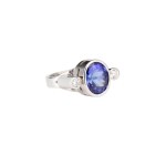 Ring with tanzanite and diamonds, contemporary