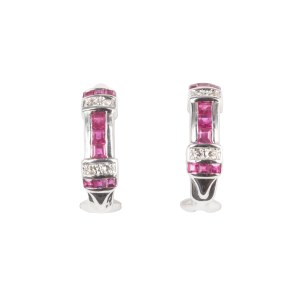 Ohrringe mit Diamanten und Rubinen, zeitgenössisch