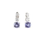 Earrings with tanzanites and diamonds, contemporary