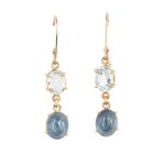 Earrings with sapphires and aquamarines, contemporary