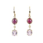 Earrings with rubies and kunzites, contemporary