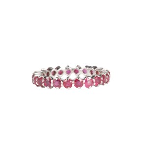Contemporary eternity ring with rubies