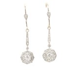 Diamond earrings, first half of the 20th century