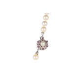 Pearl necklace with a ruby clasp, second half of the 20th century