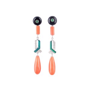Art Deco-style earrings, second half of the 20th century