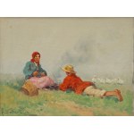 Adam SETKOWICZ (1876–1945), "A Pair of Shepherds by the Campfire"