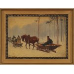 Adam SETKOWICZ (1876–1945), "A Sleigh on a Forest Road"