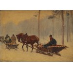 Adam SETKOWICZ (1876–1945), "A Sleigh on a Forest Road"