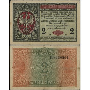 Polen, 2 polnische Briefmarken, 9.12.1916, General, B