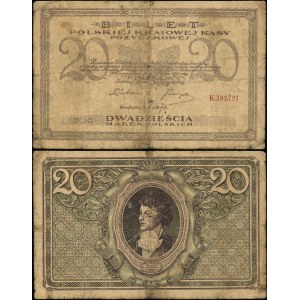 Poland, 20 Polish marks, May 17, 1919, K with a comma