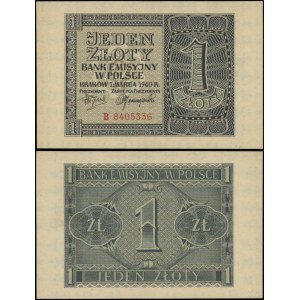 Poland, 1 zloty, March 1, 1940, B