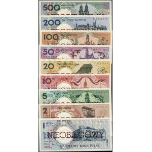 Poland, complete set of banknotes from the Polish Cities series, March 1, 1990