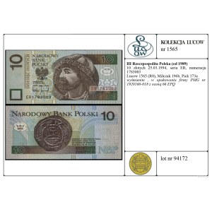 Poland, 10 zlotych, March 25, 1994, ER