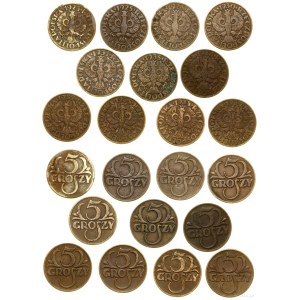Poland, set: 11 x 5 groszy, 1923–1939, Warsaw