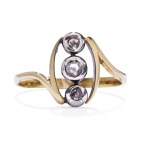Ring with diamond rosettes, circa mid-20th century