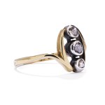 Ring with diamond rosettes, circa mid-20th century