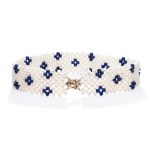Pearl and lapis lazuli choker, early 21st century