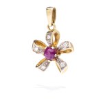 Ruby and diamond pendant, second half of the 20th century, Warsaw