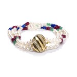 Bracelet with pearls and colored stones, early 21st century