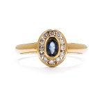 Ring with a sapphire and diamonds, second half of the 20th century