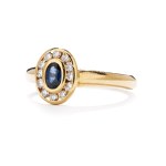 Ring with a sapphire and diamonds, second half of the 20th century