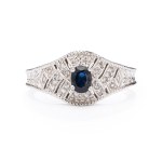 Ring with a sapphire and diamonds, late 20th century