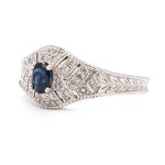 Ring with a sapphire and diamonds, late 20th century