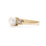 Ring with a pearl and diamonds, second half of the 20th century