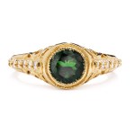 Ring with a green garnet and diamonds, early 21st century