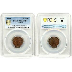 Austria 1 Kreuzer 1881 PCGS MS 65 RB