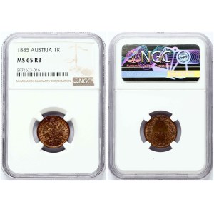 Austria 1 Kreuzer 1885 NGC MS 65 RB