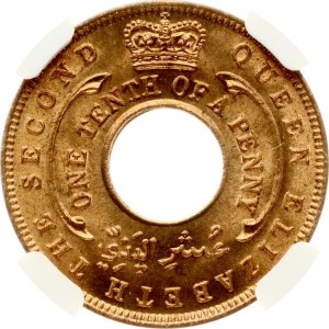British West Africa 1/10 Penny 1956 NGC MS 66 RD